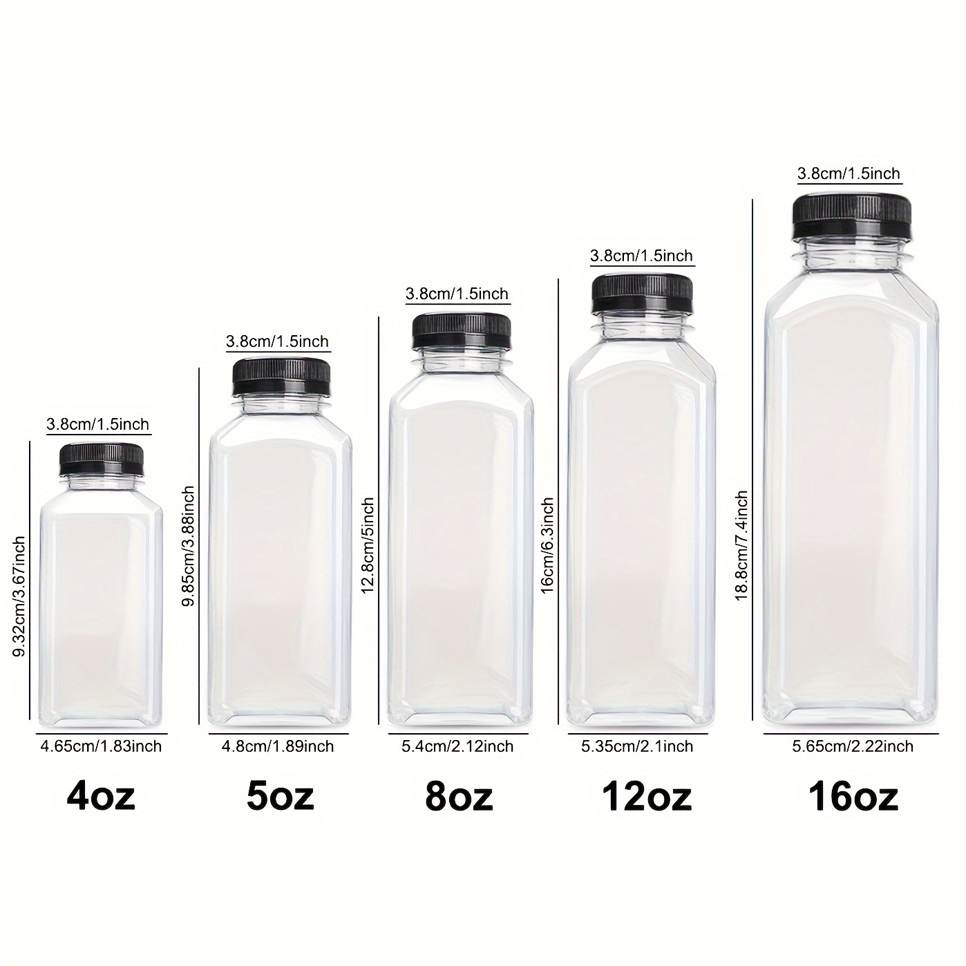 10-- 150ml-500ml lækagesikre, gennemsigtige plastikflasker til juice - perfekte til juice, smoothies, mælk og hjemmelavede drikkevarer - genanvendelige bulkbeholdere