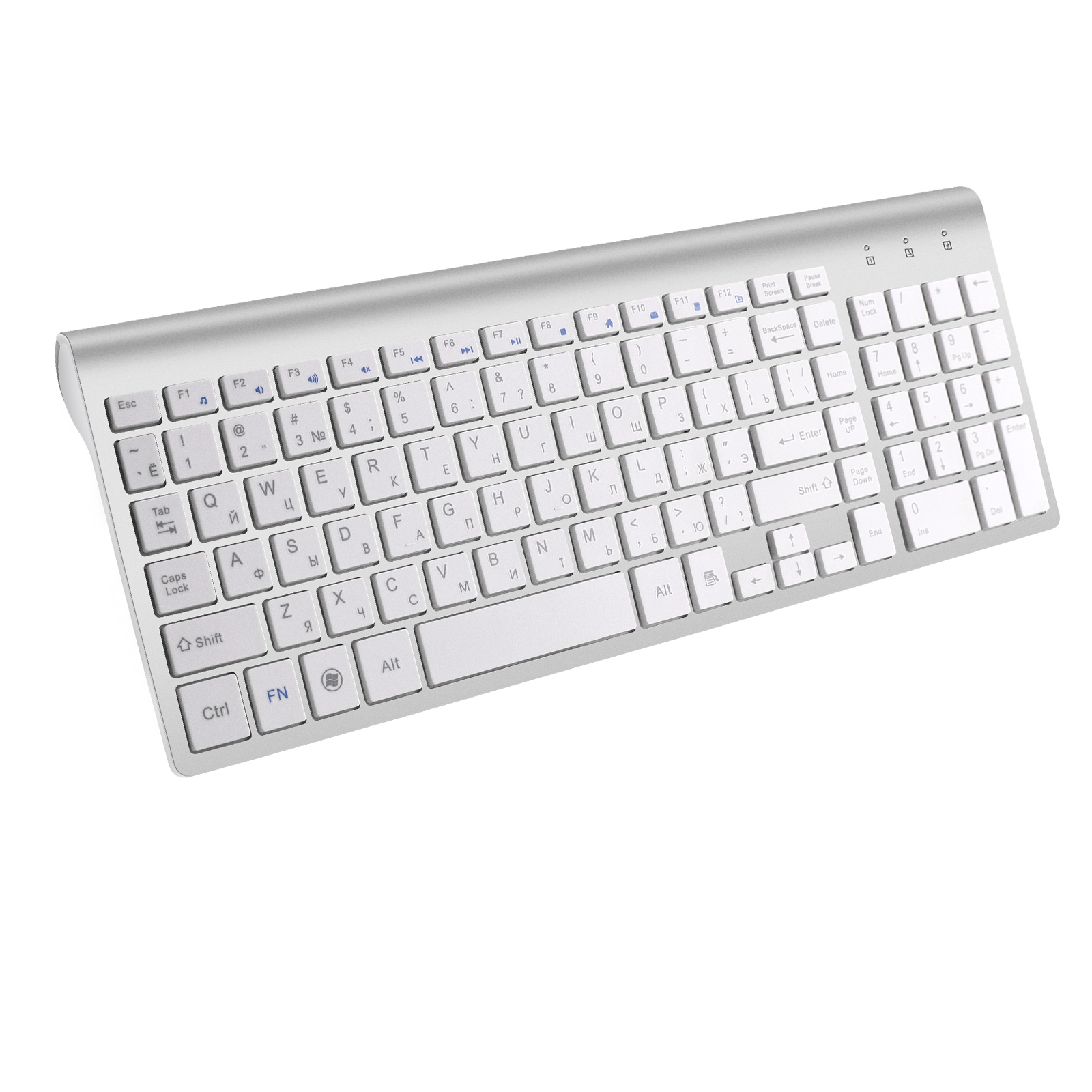 Zienstar – clavier muet sans fil anglais 2.4 ghz, connexion Stable avec récepteur USB, 4 couleurs, pour présentation de voyage au bureau et à la maison: Silver