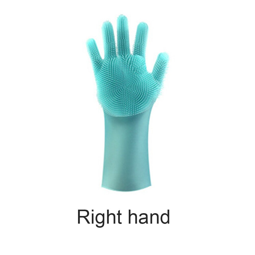 1 Pairs Silicon Dish Scrubber Rubber Gloves Food Grade Cleaning Sponge Dishwashing Brushs Kitchen Dishes Washing Latex Gloves
