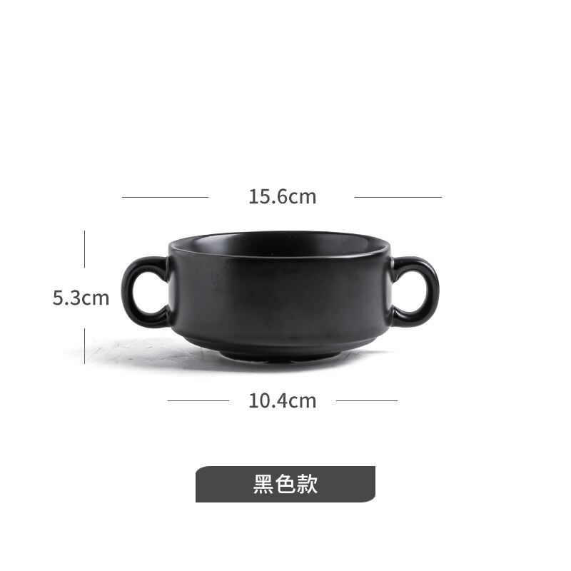 Europäischen Stil Keramik Binaurale Runde Backen Schüssel Gedämpfte Ei Nachtisch Kuchen Snack Schüssel Ofen Spezielle Suppe Frühstück Schüssel Geschirr: Schwarz