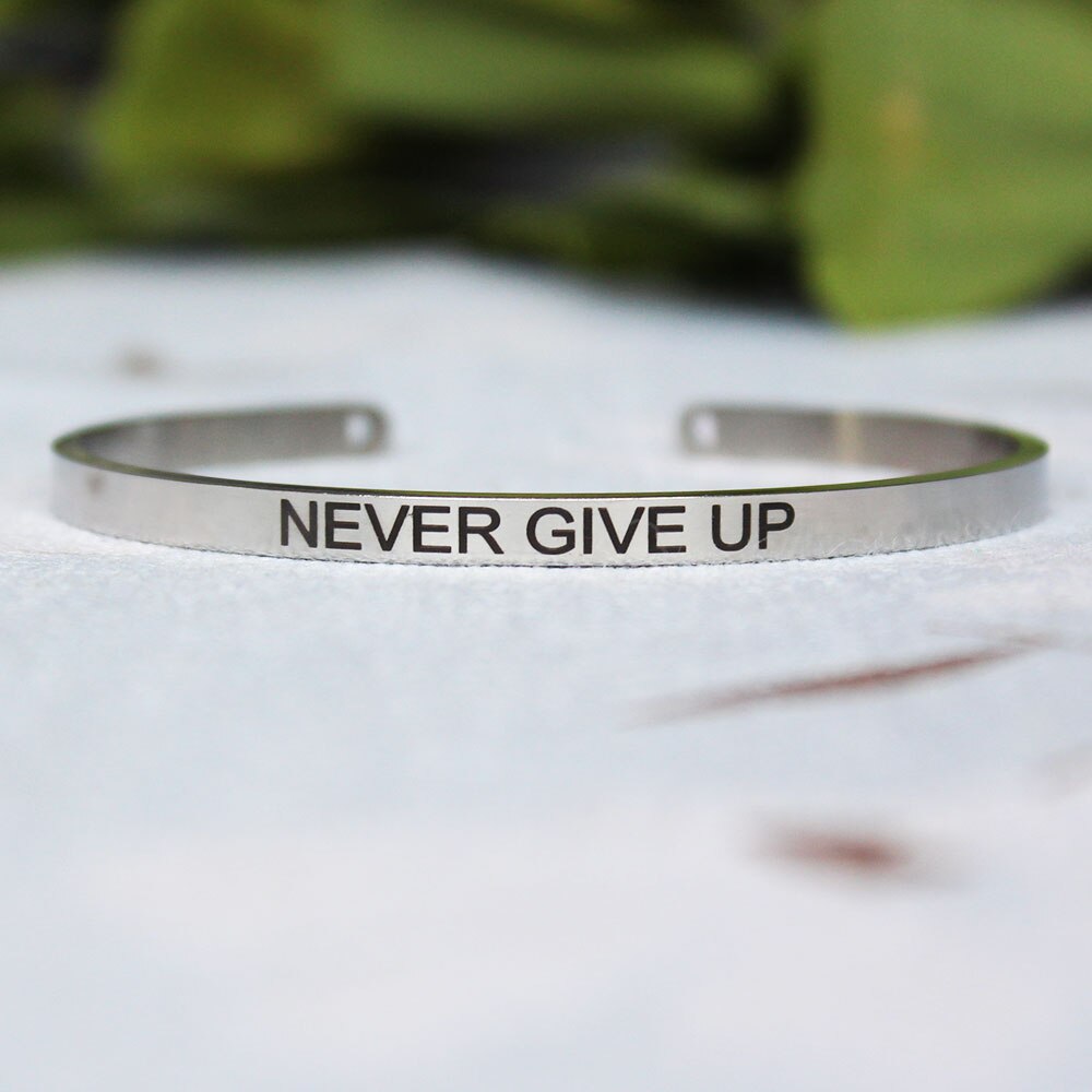 Stainless Steel Engraved Message Bracelet Positive Inspirational Letter Bracelet & Bangle For Women SL-150: K