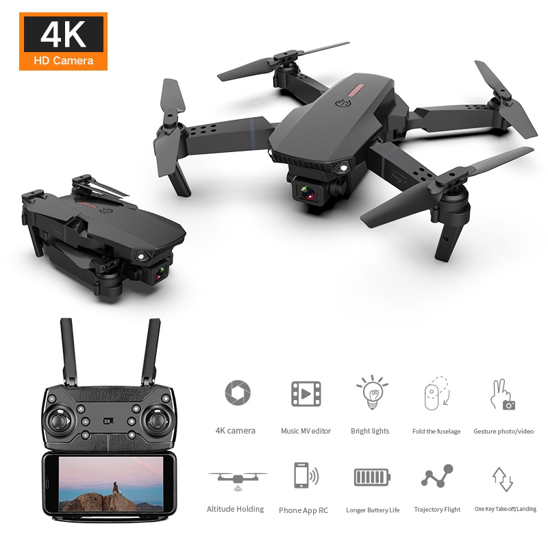 E88 Vouwen Rc Drone 720P/4K Hd Groothoek Dual Camera Real-Time Transmissie Fpv Afstandsbediening control Quadcopter