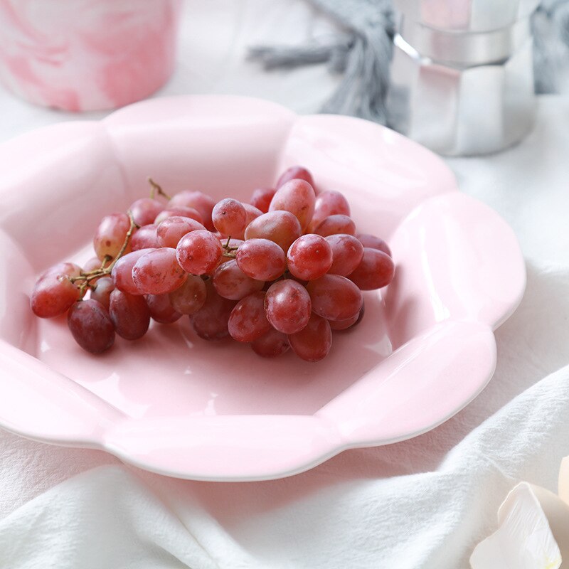 Platos de postre con forma de flor de cerámica mate, accesorios creativos para fotos, plato de fruta para pastel, plato de desayuno, vajilla de cocina, 1Pce