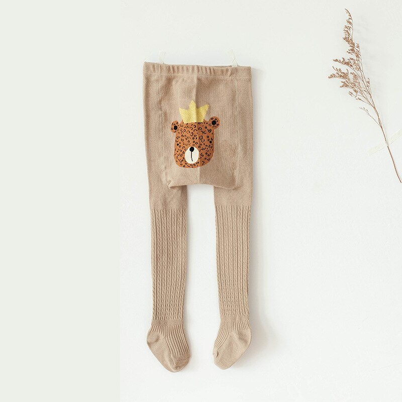Spring Summer Baby Boys Cotton Pantyhose for Girls Cute Cartoon Tights Big Hip Stockings: brown leapoard / 105-118cm