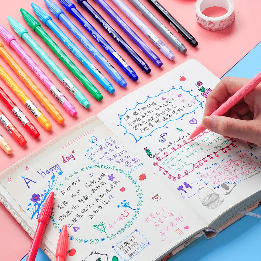Monami 3000 Aquarell Kuli-einstellen Malerei Graffiti Markerpen Faser Farbe Haken Linie Stift Tagebuch Kunst Stift Schüler lieferungen
