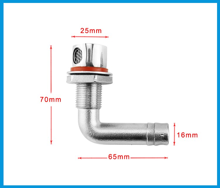 Évent de carburant universel pour bateau, Marine, en acier inoxydable 316, pour réservoir de carburant, avec joint, montage encastré, pour tuyau de 5/8 pouces: 90 Degree