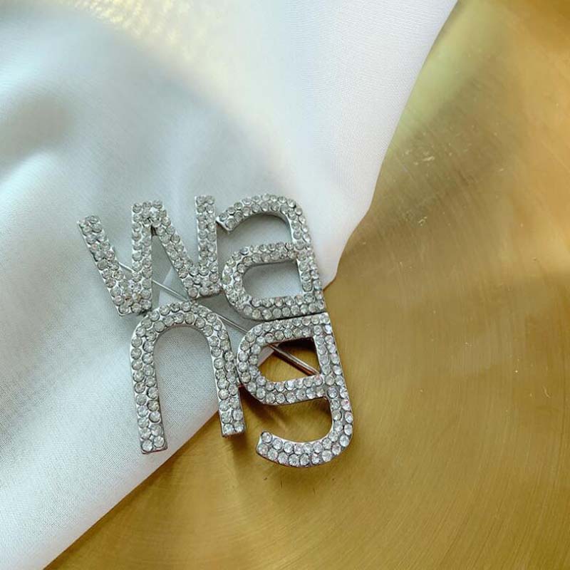Trendy female glittering irregular letters brooch suit corsage