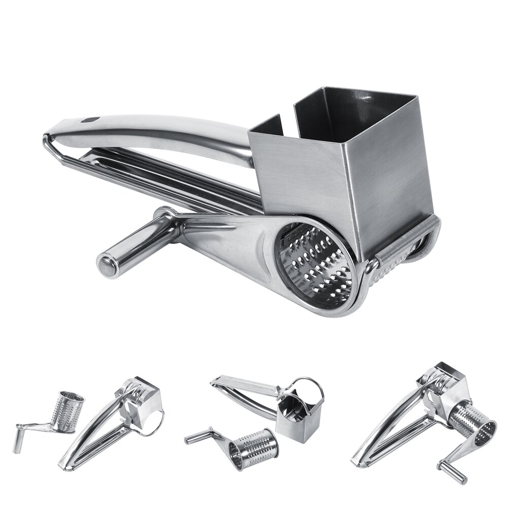 Brand Durable Multifunctional Kitchen Craft Rotation Stainless Steel Cheese Grater 1 Drums Slice Shred Tool