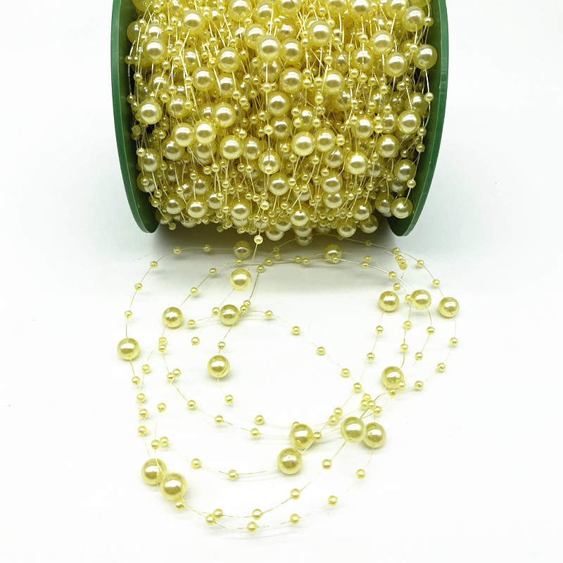 2 jardy 8 + 3mm świąteczne dekoracje żyłka sztuczne perły girlanda w formie łańcucha korali kwiaty wesele dekoracja: Yellow