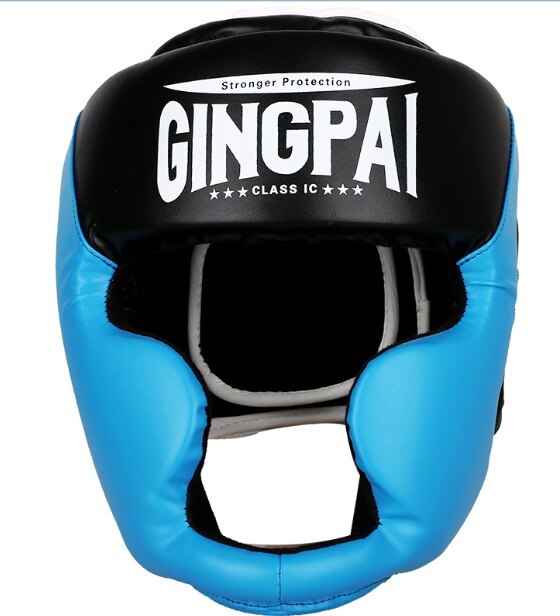 Boxningshjälm röd vuxna barn mma träning muay thai grappling huvudskydd skydd boxning hjälmar huvudbonader blå: Blå / L