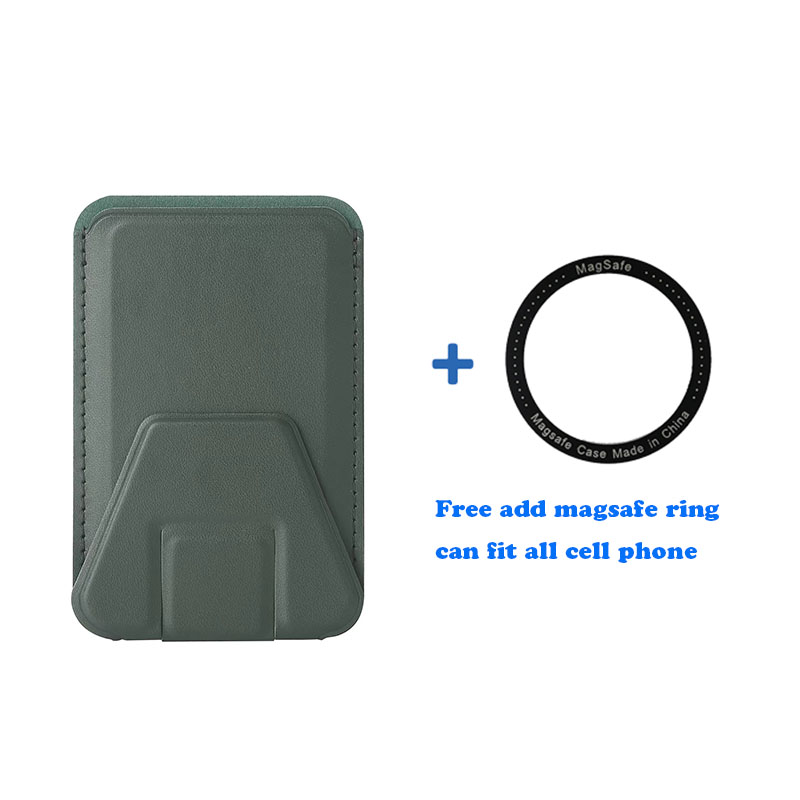 Magnetisk læderpung med skindstativ, magsafe-etui til apple iphone 15 14 13 pro max, magsafe-etui, kortholder, lomme, cover: Grøn