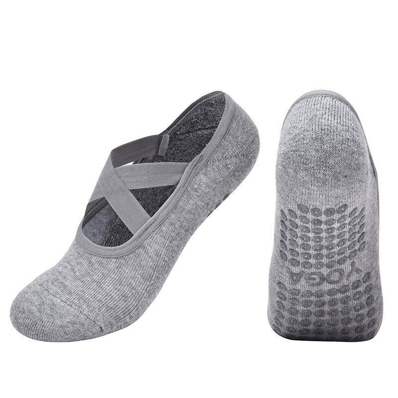 Femmes respirant serviette bas Yoga chaussettes Silicone anti-dérapant pansement Pilates chaussette dames Ballet danse Fitness entraînement coton chaussettes: Black
