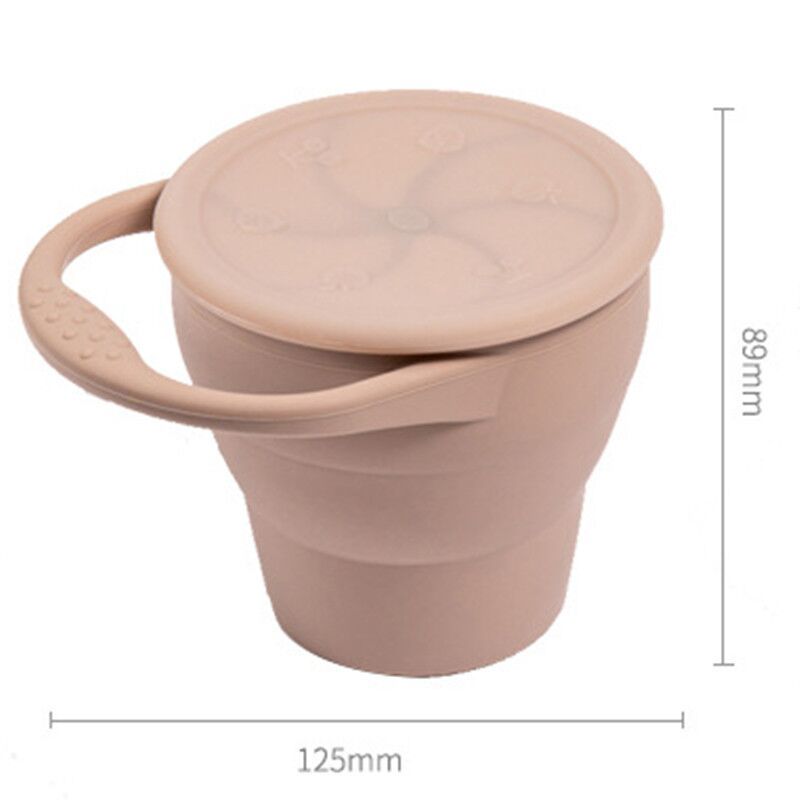 Effen Kleuren Baby Snack Cup Peuter Draagbare Voedsel Opbergdoos Bpa Gratis Siliconen Snacks Container Met Deksel