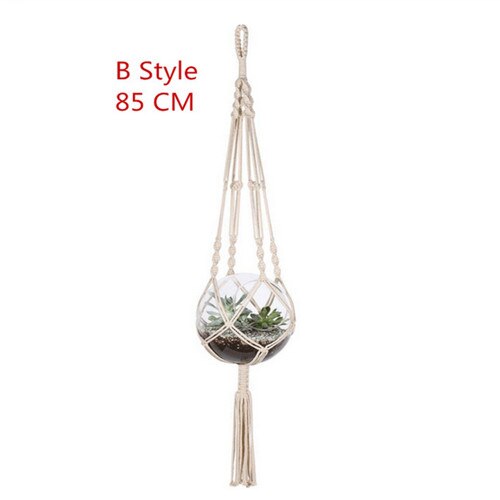 Vintage indretning hængende planter kurv jute reb flettet håndværk hængende kurve urtepotte planteholder potte makrame plante bøjle: Blomme