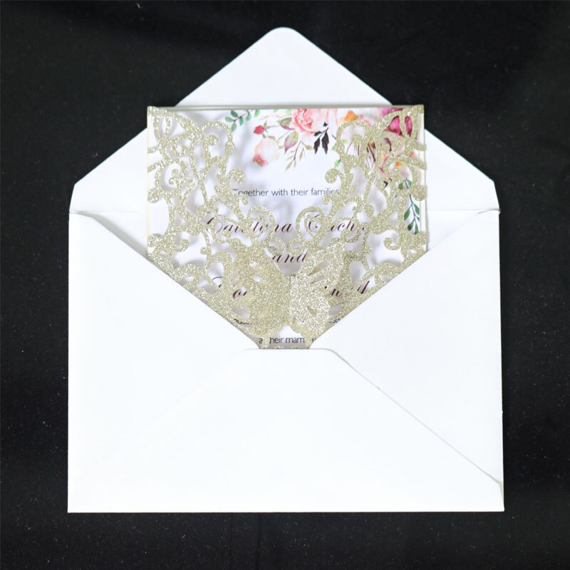 10/20 stücke Glitter Schmetterling Einladung Karte Hochzeit Engagement Geburtstag Baby Dusche Taufe Party Dekoration Favor Supplies