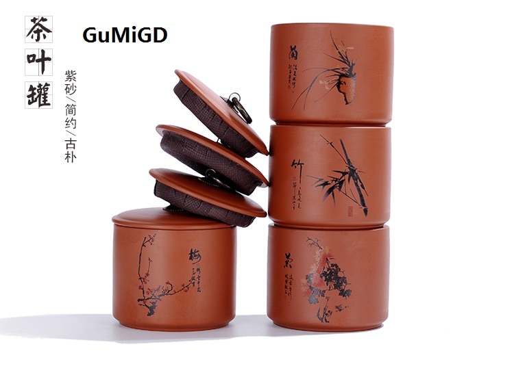 purple tea canister ceramic trumpet tea packing box sealing jar