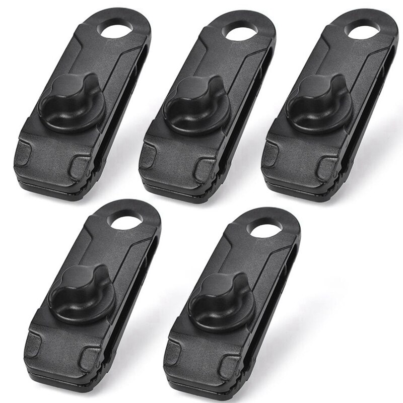 5 stück planenclips, markisen- und zeltclips, zurrschnallen, nylon-outdoor-campingmarkisenhaken, windfestes seil, widerhakenclip, zeltzubehör: Schwarz