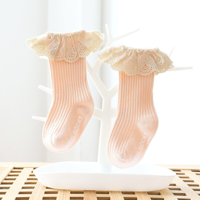 Baby pige sokker toddler blonder flæse sok bomuld nyfødte skridsikre sokker falder ben varmere spædbarn høje sokker til piger 0-3y: 3 / M 1-3 år