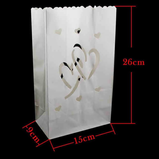 10 teile/los 10 "25 cm Weiß Papier Laterne Kerze Tasche LED-Licht Lampion Herz DIY aufbringen Für Geburtstag Party hochzeit Veranstaltung Dekor: E