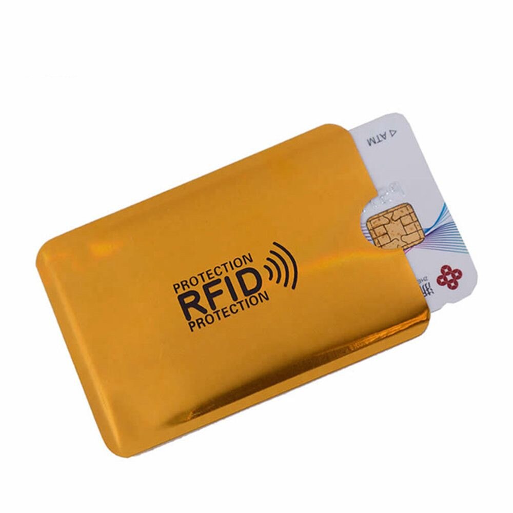 5 uds. Lector de bloqueo de cartera de aluminio anti RFID NFC Lock tarjetero para tarjetas bancarias Id Bank Card Case Protection Metal titular de la tarjeta de crédito: Dorado