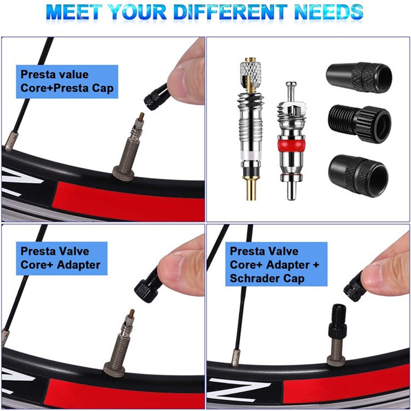 Bicycle Valve Adapter Set Valve Core Tool Set Of 26 American And French Valve Core Adapter Valve Cap Bicycle Pump Accessories