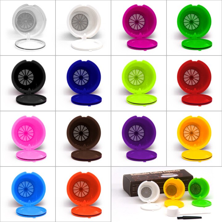3 Pcs Herbruikbare Koffie Capsule Filter Cup Voor Nescafe Dolce Gusto Hervulbare Caps Lepel Borstel Filter Manden Pod Zachte Smaak zoete