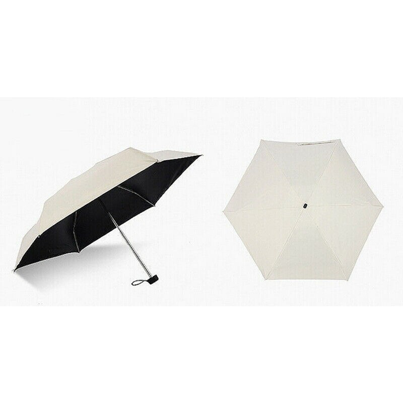 Sunny Rainny Pocket Umbrella Anti UV Mini Five-folding Windproof Lightweight Travel Women: Beige