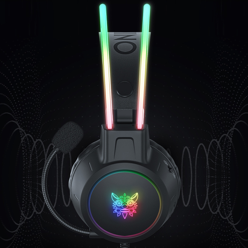 ONIKUMA X15 Pro słuchawki nauszne gamingowy zestaw słuchawkowy przewodowe słuchawki z redukcją różowe kocie uszy światło Rgb z mikrofonem na PC PS4