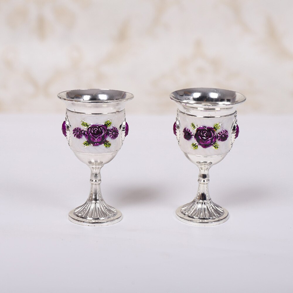 Perle indlæg stil zink legering bæger vin bæger udskåret hvid spiritus glas stilk-cup stilk til hjemmebar fest (sølv, random flo: Billede 2