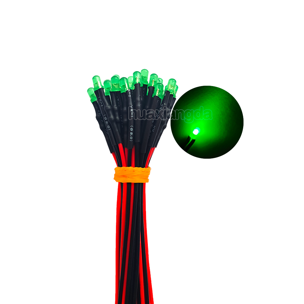 20pcs 3mm DIFFUSED LED Diode Light Emitter LED Wired 20cm 12v LED Bulb light Lamp Red Yellow Blue Green White Warm White Orange: green