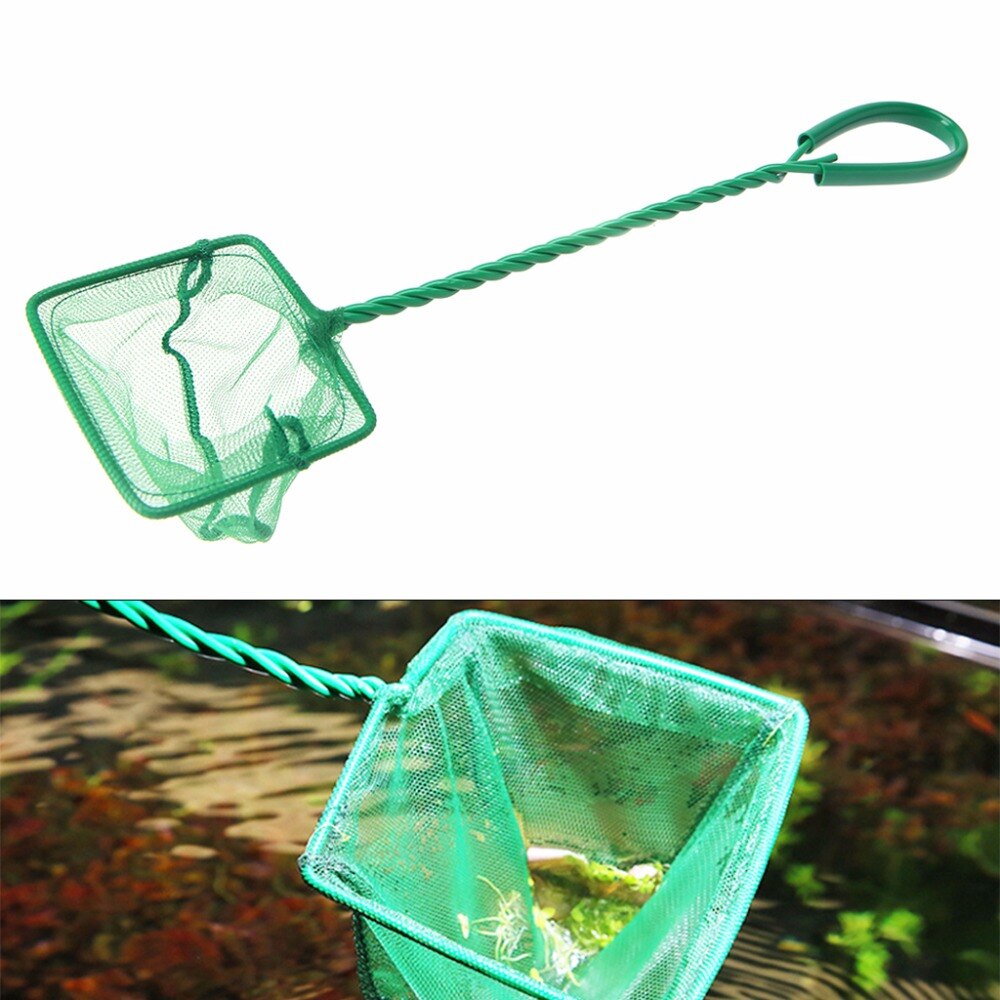 1pc grønne akvarier akvarium firkantede reker liten betta tetra fiskenett 3 &quot; /4 &quot; 5 &quot; /6 &quot; /8 &quot; /10 &quot; 6 størrelser plastnetting  c42