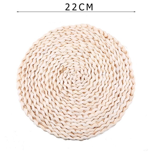 1Pc Rotan Placemats Stro Cup Onderzetters Pad Eettafel Mat Warmte-isolatie Pannenlap Rieten Drinken Coaster Keuken Accessoires: 1PC 22 cm