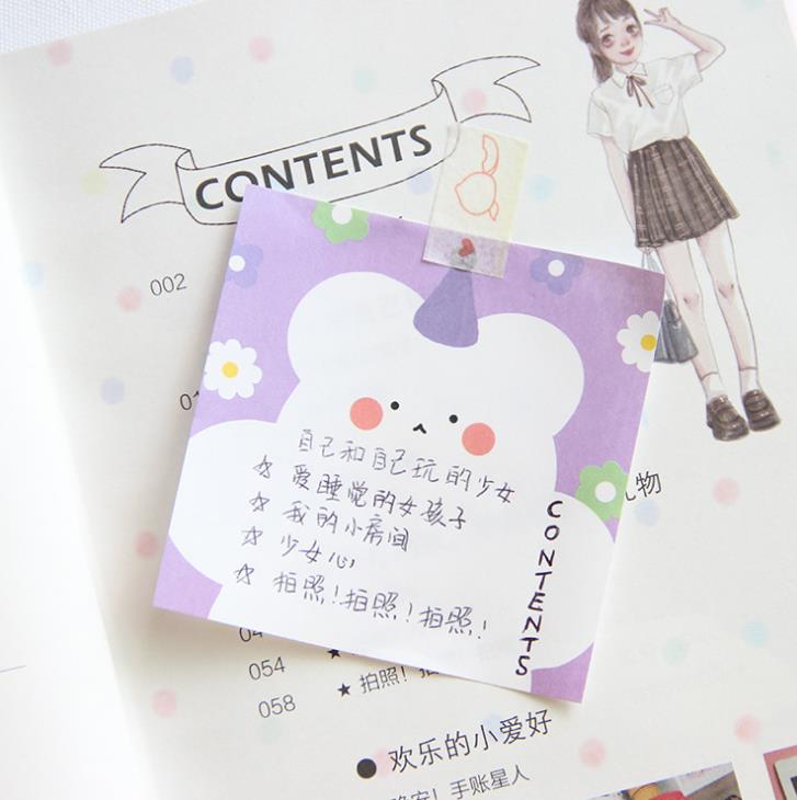 1 Pcs Kawaii Snoep Kleur Beren Bloem Hart Meisjes Papier Memo Pads Notepad Koreaanse Briefpapier Sticky Notes Bladwijzer