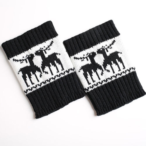 Mulheres do Inverno do Natal Polainas Boot Crochet Knit Socks Toppers Punhos Populares: Black