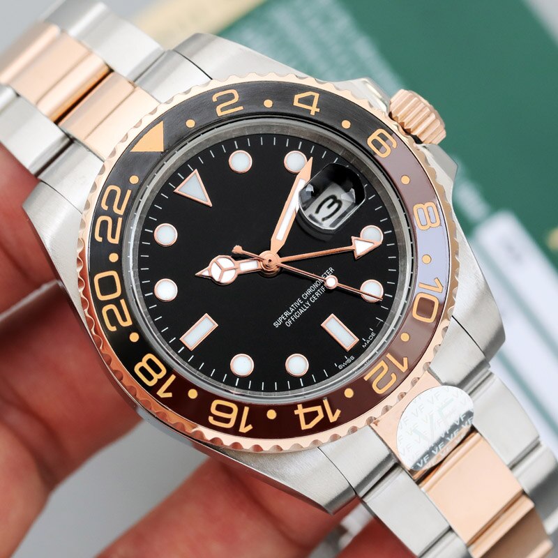 Relojes de pulsera de lujo de cerámica de gama alta de la RLX para hombre con movimiento mecánico AAA SS automático de para hombre: 9