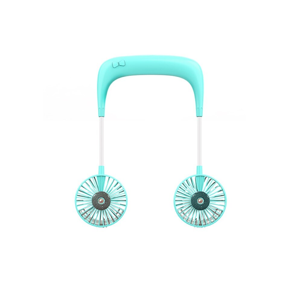 Portable Mini Flexible USB Rechargeable Hanging Neck Sports Cooling Spray Fan: Blue