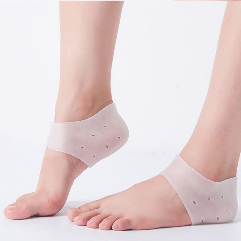 2Stck Silikon Gel Feuchtigkeitsspendende Plantarfasziitis Ferse Socken unisex Fuß Protektoren Schuh Kissen Geknackt Schmerzen Linderung Einsätze Pads