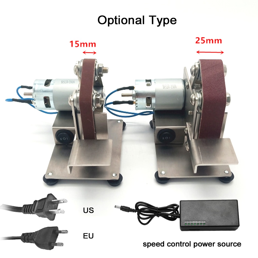 Mini Electric Belt Sander Angle Grinder Grinding Machine 15/25 Belt Grinder DIY Polishing Grinding Machine Cutter Edge Sharpener