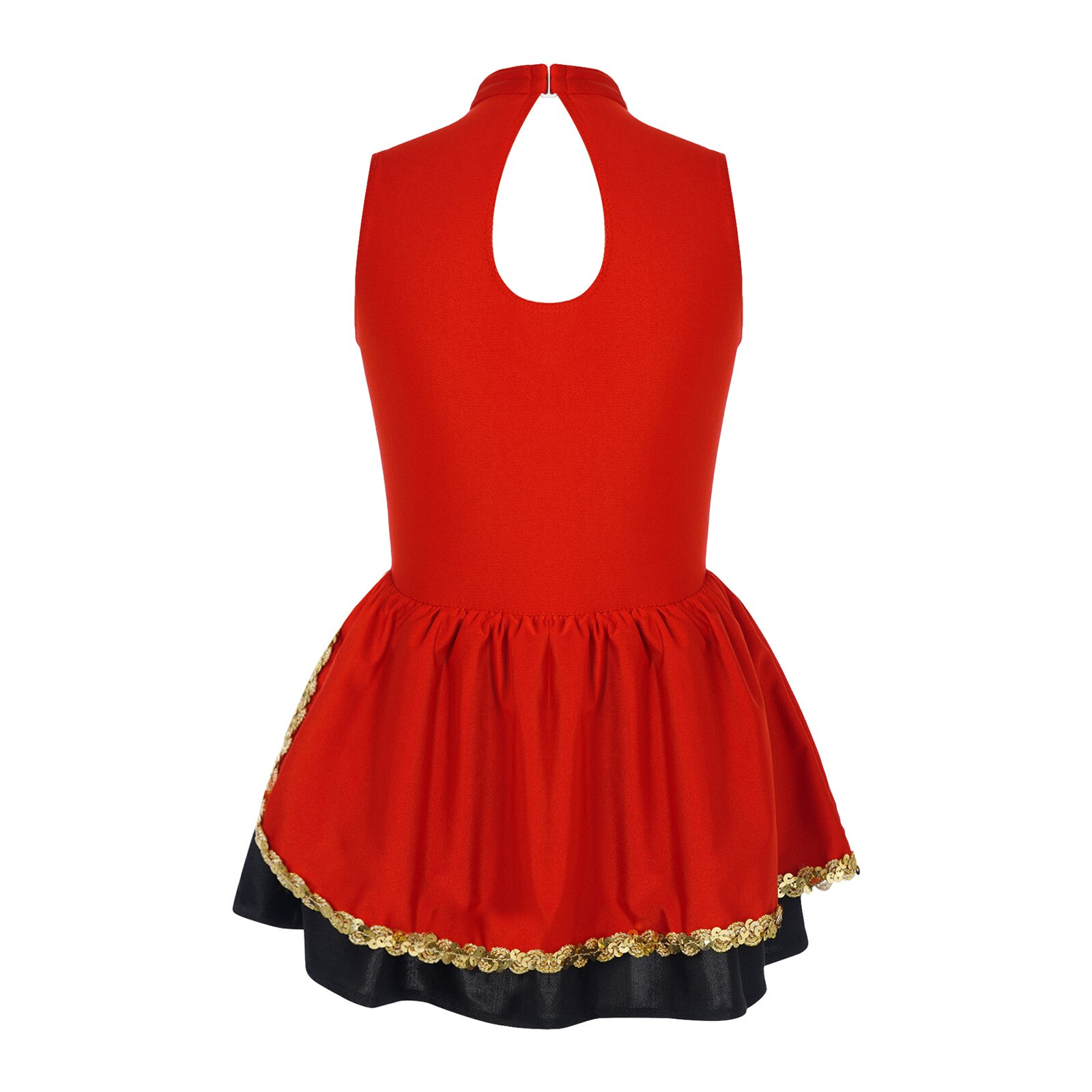 Vestido de baile de animadora decorado con lentejuelas para niñas, traje de baile sin mangas con escote redondo y espalda hueca, uniforme de animadora