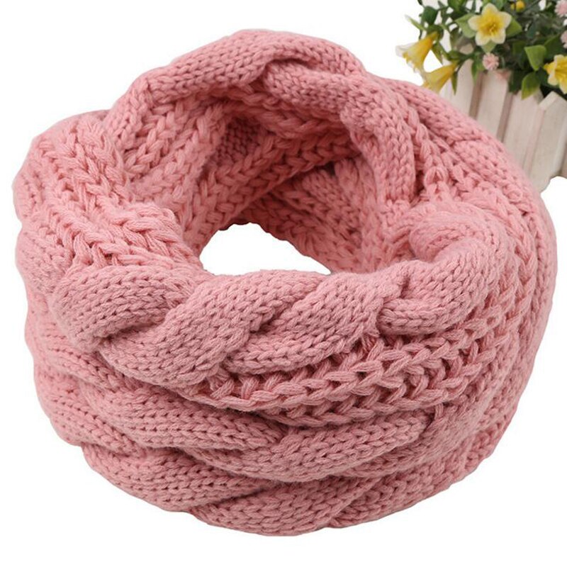 Knitted Snood Scarf Warm Winter Women Scarf Cashmere Snud For Women Scarf Infinity Scarves Neck Circle Ring Scarf: pink