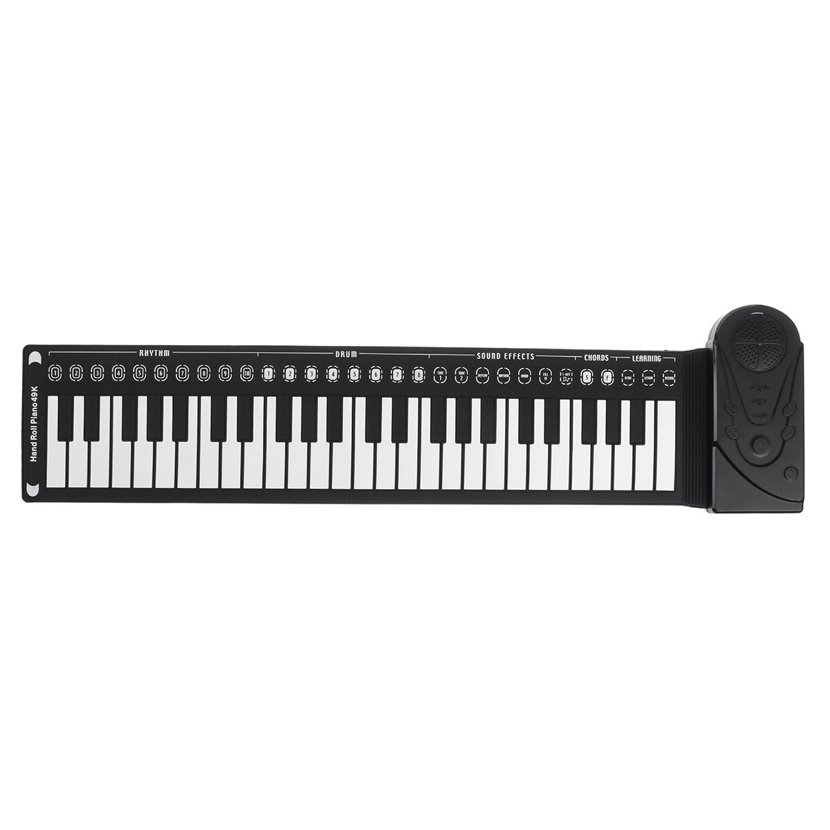 Portable 49-Key Roll Up Piano Flexible Silicone Digital Keyboard Piano USB Electronic Keyboard Piano With Speaker Music Keyboard: Black