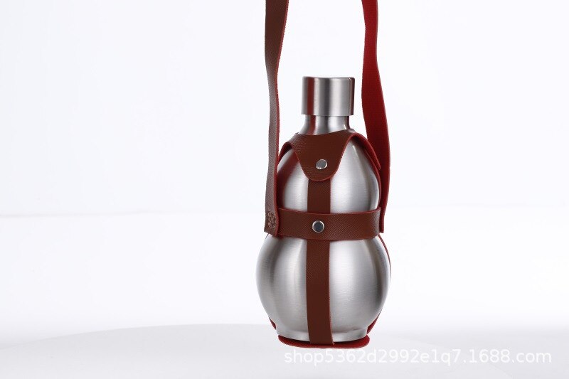 Gourde en acier inoxydable, flacon d&#39;alcool, étui en cuir, grande capacité, Portable, pour voyage, 250ML, 500ML, 1500ML: 500ML
