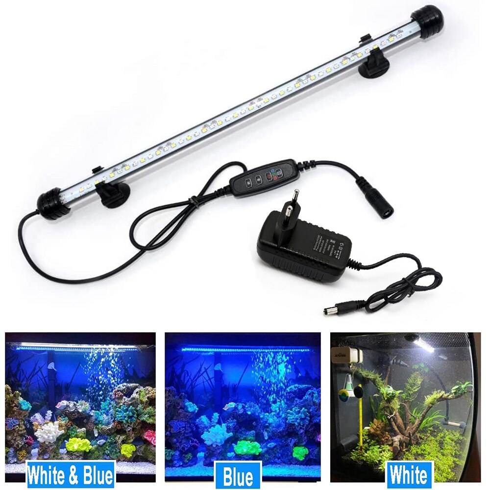 LED Aquarium Lights Waterproof Fish Tank Light Submersible Underwater Clip Lamp Aquatic Decor lamp with Timer Auto On/Off D30: 37cm 42LEDs EU Plug