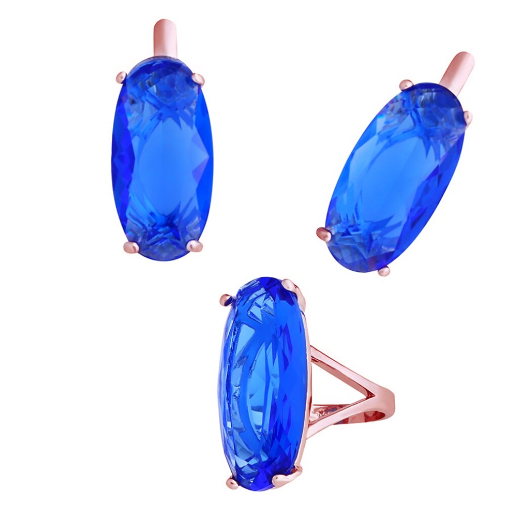 Rosso Granato Pietra Insieme Dei Monili per le Donne di Nozze Grande Anello di Pietra e Orecchini Set Rosso Granato Orecchini Set di Gioielli D&#39;epoca rige66: Blue / 9