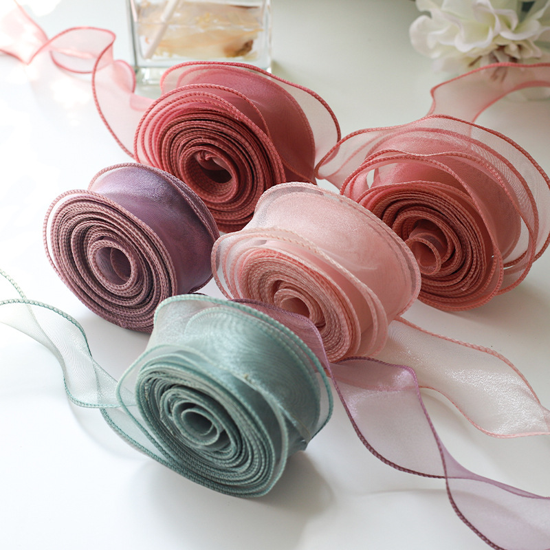 10Yards/Roll Chiffon Silk Ribbon Organza Satin For DIY Craft Wrapping Decoration Wedding Bouquets Wreath Sewing Supplies