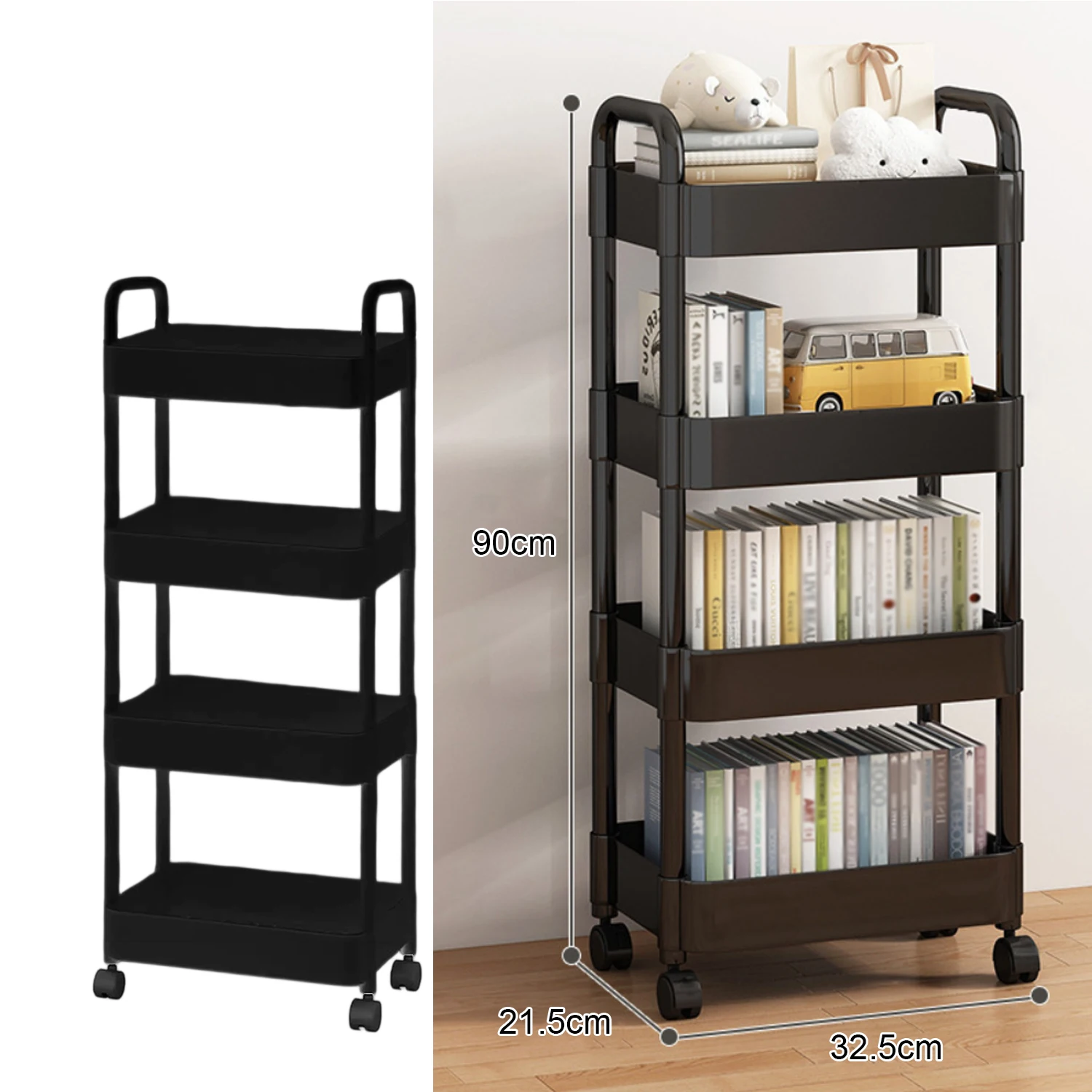 3/4/5Tier Multi-Functional Storage Rack Heavy Duty Organizer Small Cart with Wheels Kitchen Bathroom Storage Trolley Snacks Rack: PURPLE