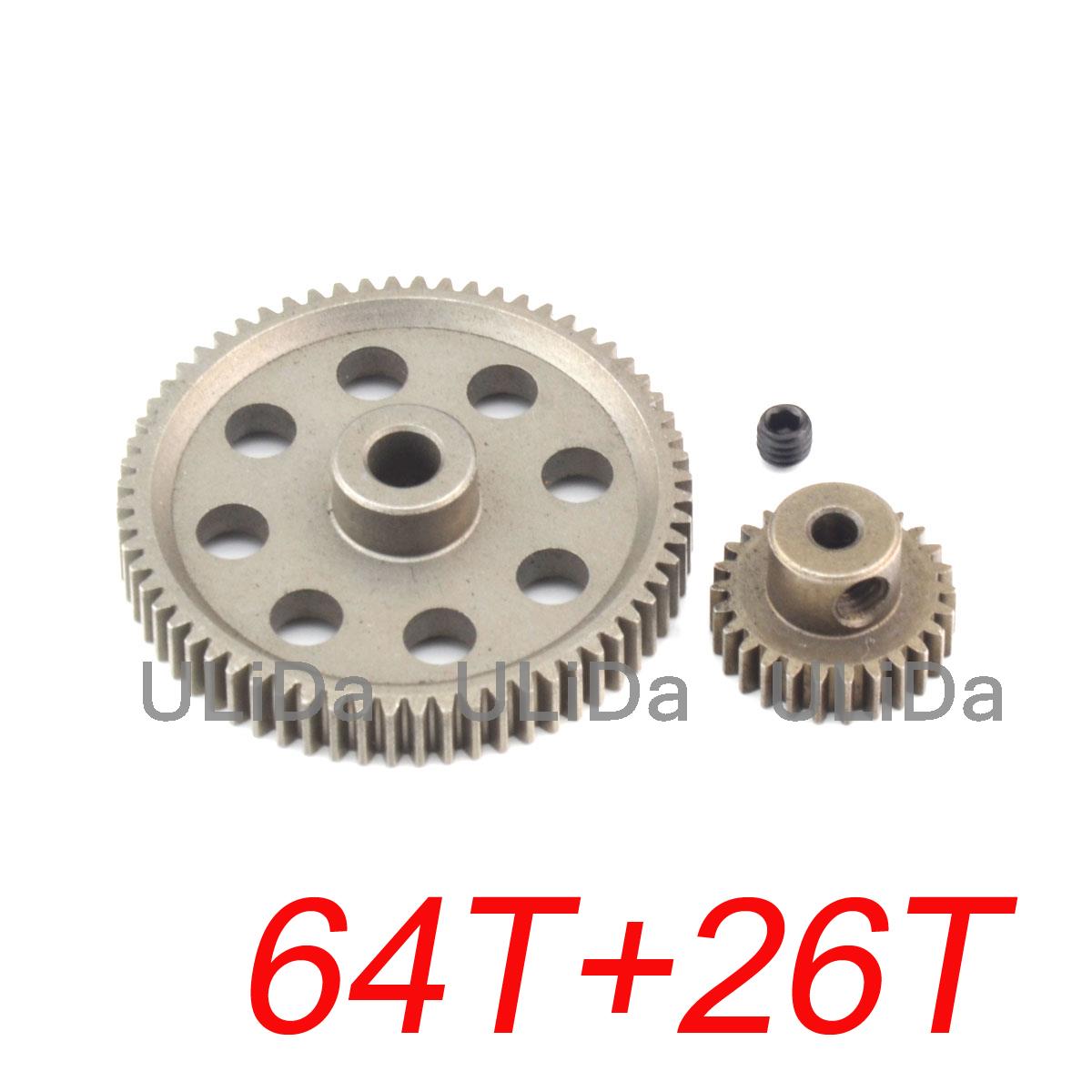 11184 Steel Metal Spur Diff Main Gear 64T Motor Pinion Gears 17T 21T 26T 29T 11189 11176 11181 11119 For RC HSP Redcat RC Truck: 64T And 26T