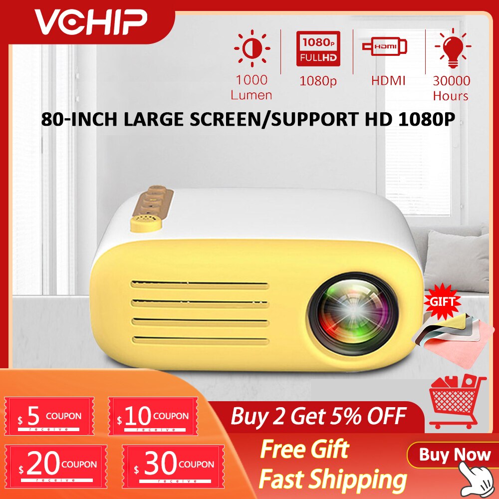 Vchip YG20 Mini Projector Voor Home Theater Led Hd Ondersteunt 1080P Tv Hdmi Usb Media Player Draagbare Proyector Проектор