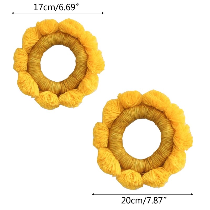 Nordic Hand-woven Cotton Thread Weaving Sun Flower Wall Hanging Pendant Decorati Q6PD