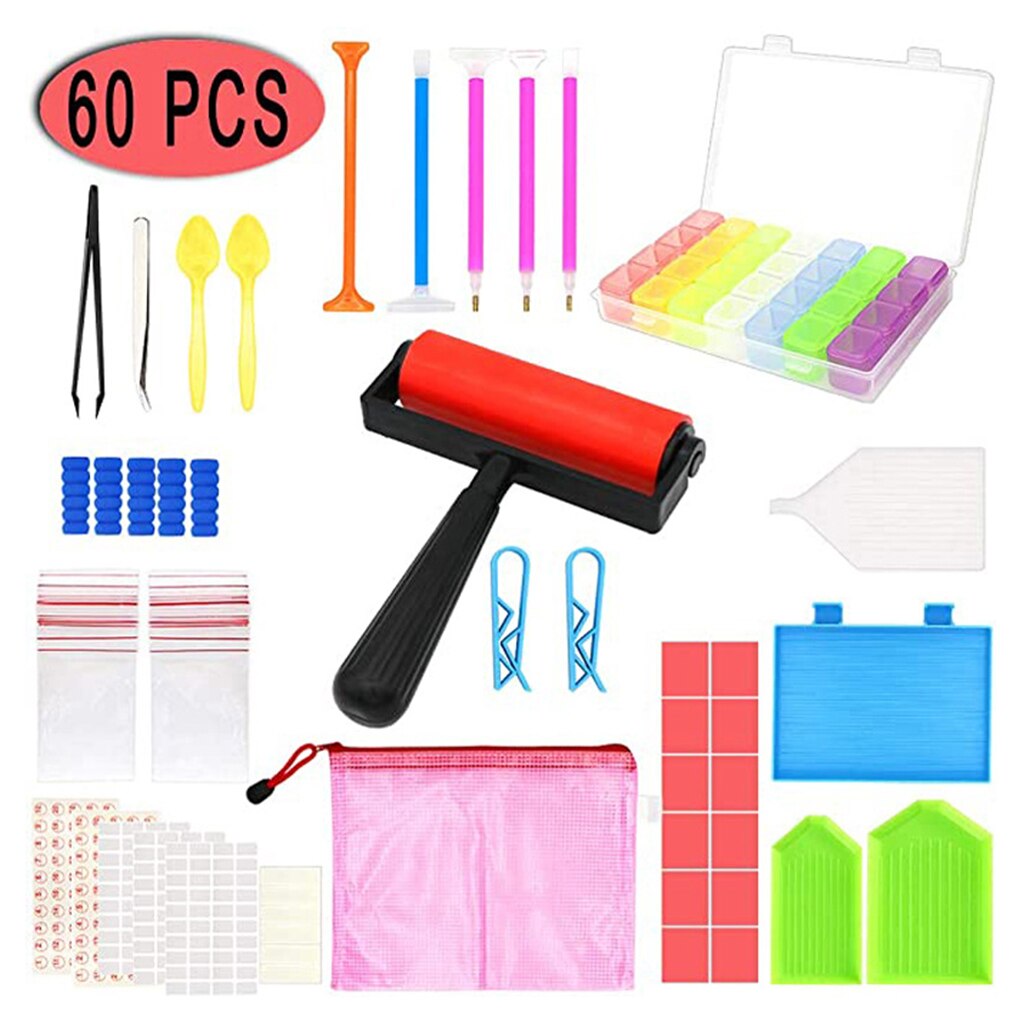 60Pack 5D Diamant Schilderen Gereedschap En Accessoires Kits Diamant Borduurwerk Opbergdoos Voor Volwassenen Of Kinderen